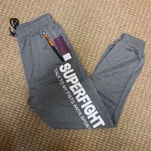 Comfy Sports Joggers "Talk to My Fists" Grey
